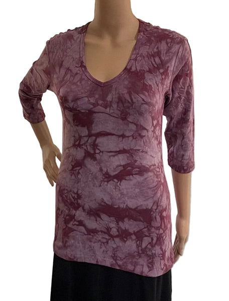 Crystal wash V neck - Wine