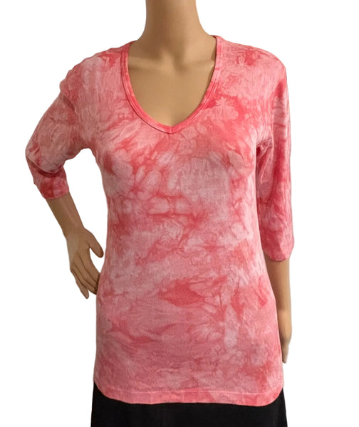 Crinkle Wash V neck - Coral