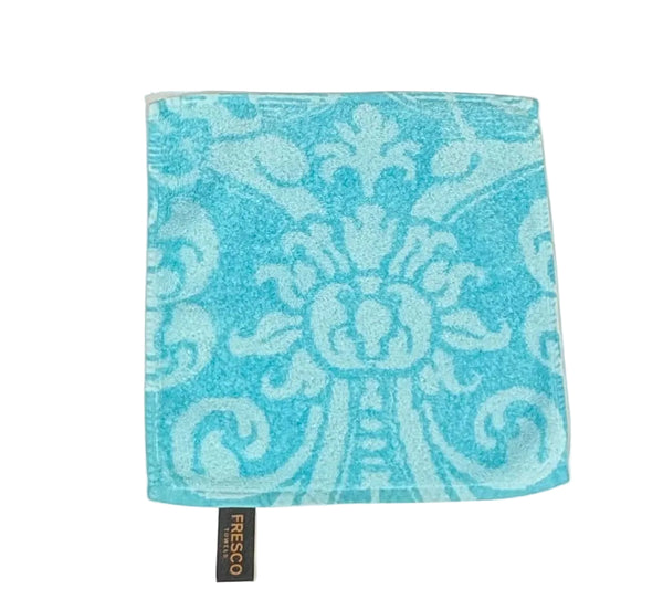 Fresco Towels- Royal Damask Aqua - Washcloth