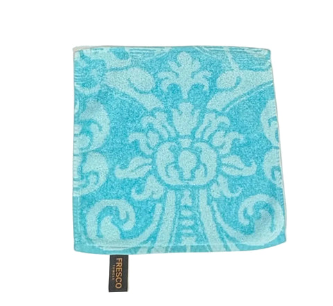 Fresco Towels- Royal Damask Aqua - Washcloth