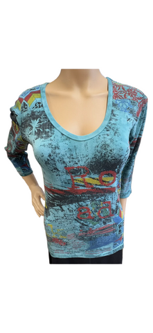 Silk Road V neck - Teal