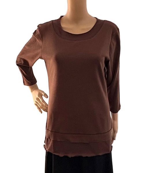 Solid Layered hem top - Chocolate