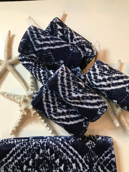 Fresco Towels - Sahara Diamonds Navy/White - Washcloth