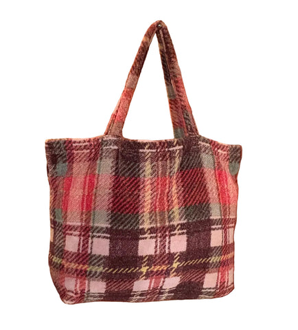 Fresco Towels - Highland Plaids Pink - Large Tote Bag