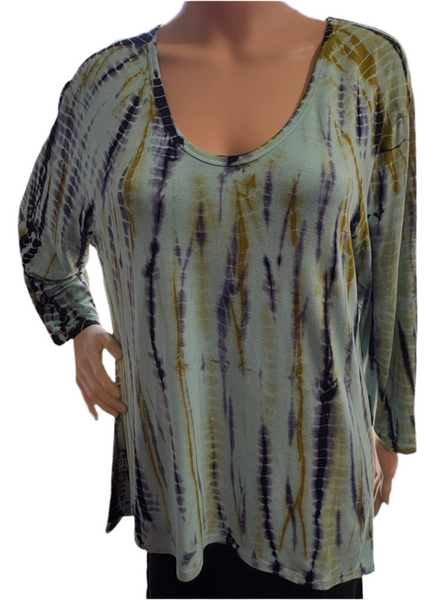 Alligator Tie Dye Hi/Low Top        Aqua/Midnight/Chartreuse