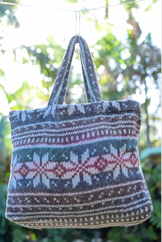 Fresco Towels - Nordic Snowflakes Taupe - Large Tote Bag