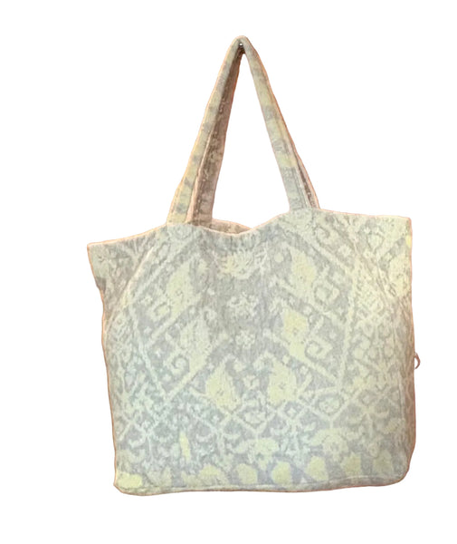 Fresco Towels - Venetian Brocade Lemon/Send - Large Tote Bag