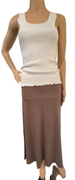 Mid Length Skirt - Solid Garment Dye - Moss Brown