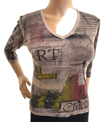 Chicago Architecture V-neck- Stone