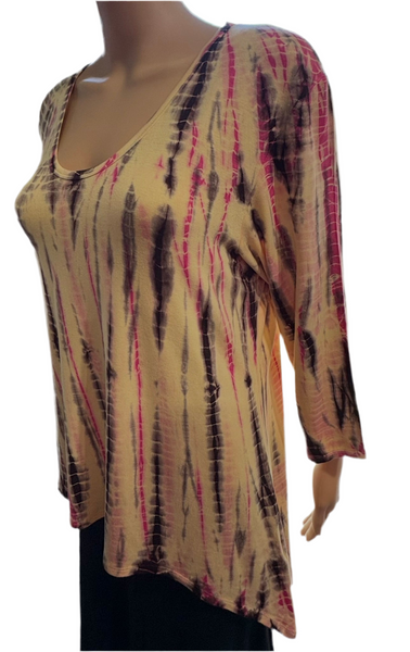 Alligator Tie Dye Hi/Low Top      Canary /Fuschia/Black