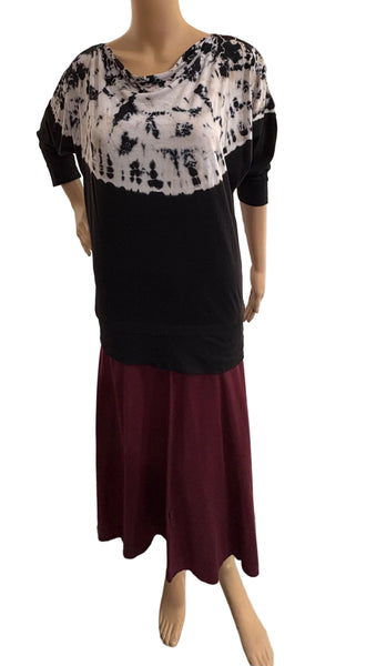 Cowl-Neck Top - Alligator - Black/White