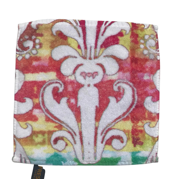 Fresco Towels- Rainbow Damask White - Washcloth