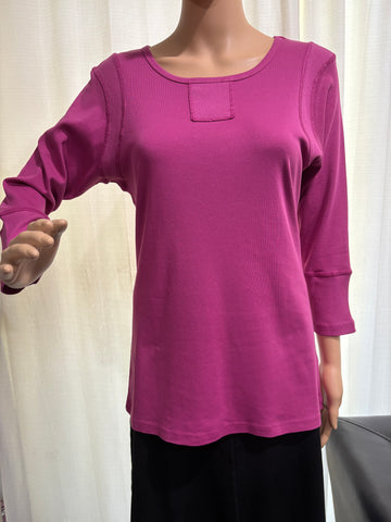 Textured Details Solid Top - Rose