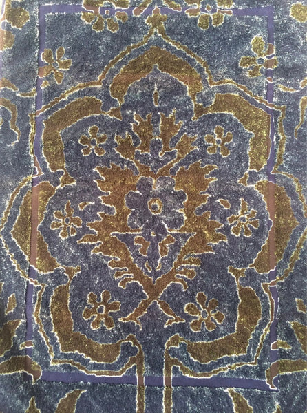 Fresco Towels - Venetian Brocade Navy/Brown - Small Bath Mat