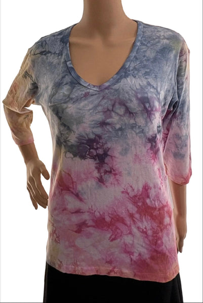 Carrera wash V neck - Blue/Rose/Gold