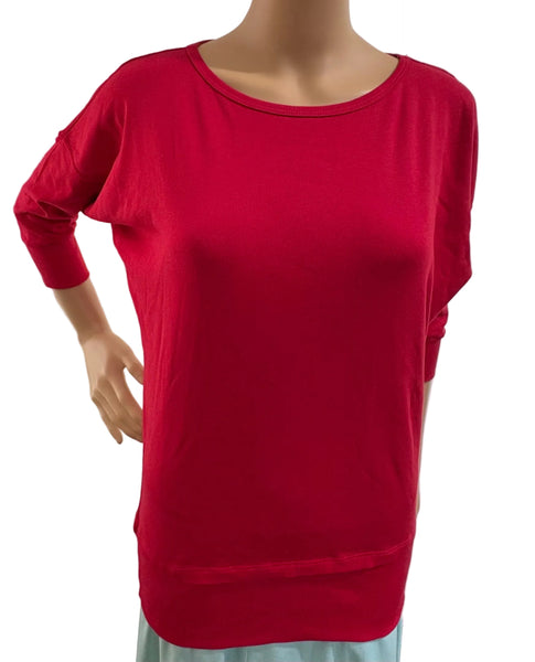 Solid Dolman boat neck top - Red