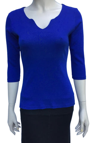 Solid Split V neck top - Peri