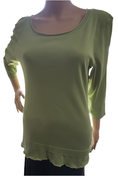 Solid Roll up Round-Neck Top - Lawn