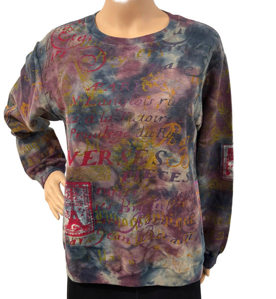 Sweatshirt - Paris Patchwork - Blue/Berry combo