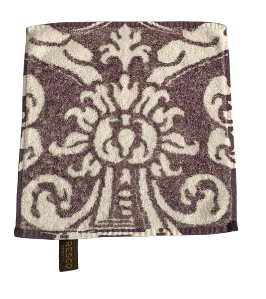 Fresco Towels- Royal Damask Peri/White - Washcloth