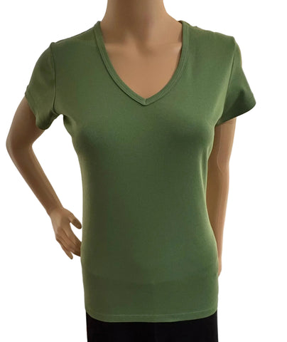 Solid Short sleeves V neck - Ivy
