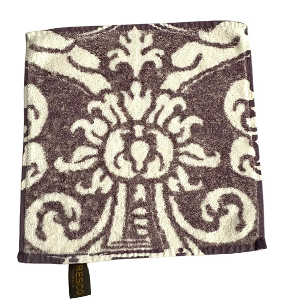 Fresco Towels- Royal Damask Peri/White - Washcloth