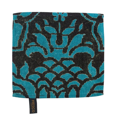 Fresco Towels - Venetian Brocade Cocoa/Turq - Washcloth -