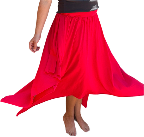 Skirt Mid Length Butterfly - Garment Dye Solid - Red