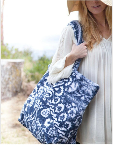 Fresco Towels - Bohemian Damask Royal Blue - large Tote Bag