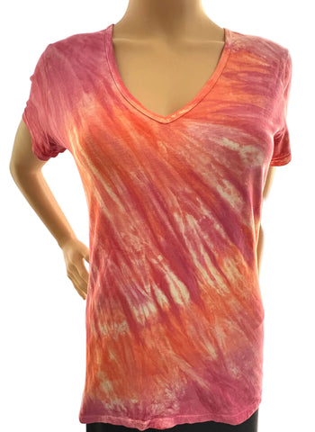 River wash Short Sleeves V neck - Azalea/Coral