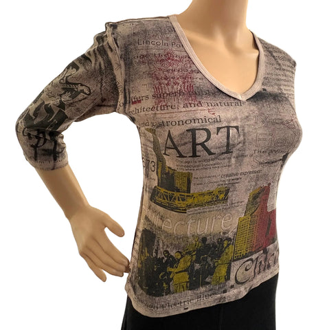 Chicago Architecture V-neck- Stone