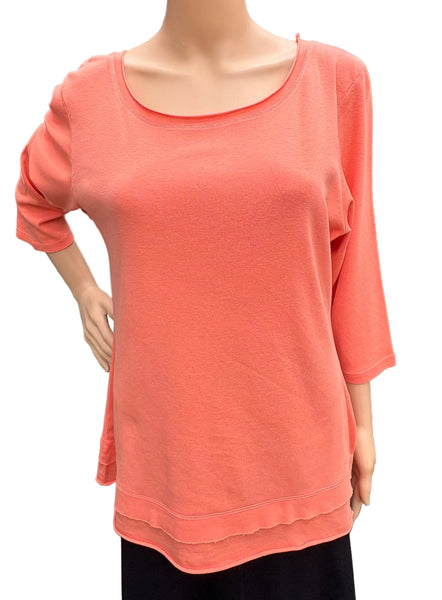 Solid Roll up Round-Neck Top - Jiva Orange