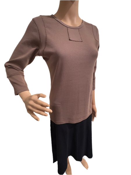 Textured Details Solid Top - Moss Brown