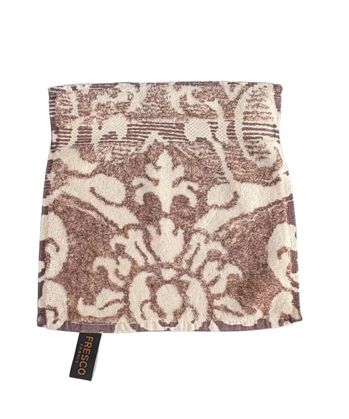 Fresco Towels- Royal Damask Brown/White - Washcloth