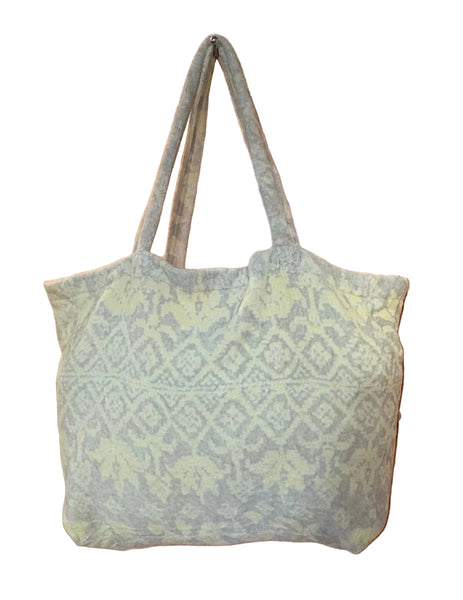 Fresco Towels - Venetian Brocade Lemon/Send - Large Tote Bag