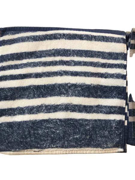 Fresco Towels- Napa Stripes Chambray/White - Washcloth