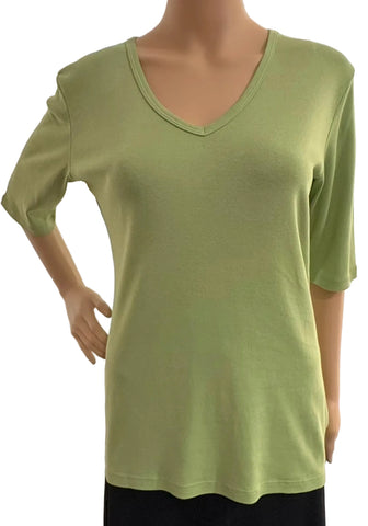 Solid Elbow Sleeves V neck - Lawn
