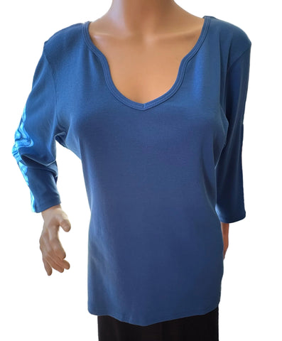 Solid Keyhole neck Top - Cobalt