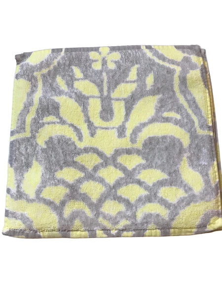 Fresco Towels - Venetian Brocade Lemon/Sand - Washcloth