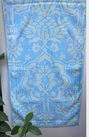 Fresco Towels - Venetian Brocade Sky/Mint - Large Bath Mat