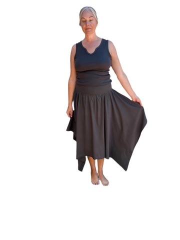 Skirt Mid Length Butterfly - Garment Dye Solid - Graphite