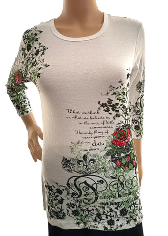 Heraldic Rose Crew neck - White