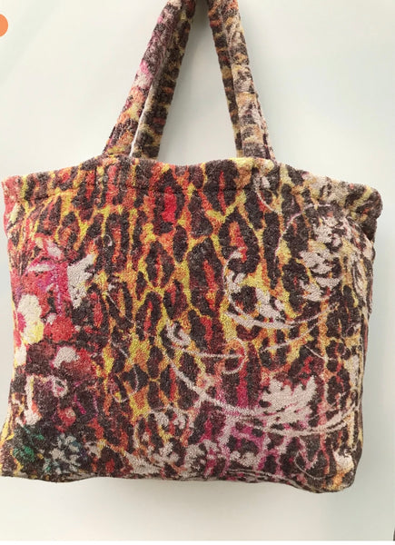 Fresco Towels - Leopard Gold/Taupe - Large Tote Bag