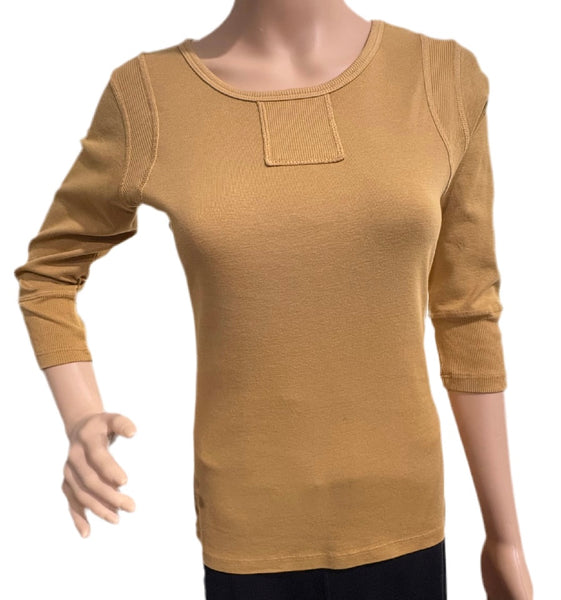 Textured Details Solid Top - Curry