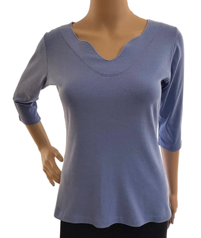 Solid Split V neck top - Sugar Plum