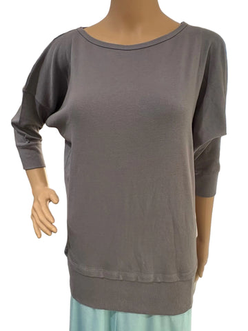 Solid Dolman boat neck top - Htr Grey