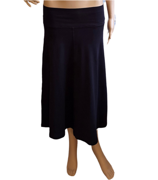 Mid Length Skirt - Solid Garment Dye - Black