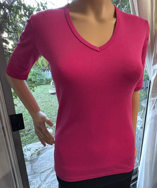Solid Elbow Sleeves V neck - Candy