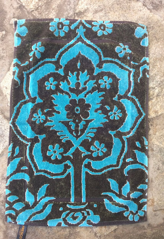 Fresco Towels - Venetian Brocade Cocoa/Turq - Small Bath Mat