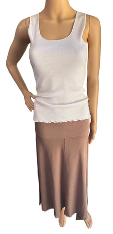 Mid Length Skirt - Solid Garment Dye - Moss Brown